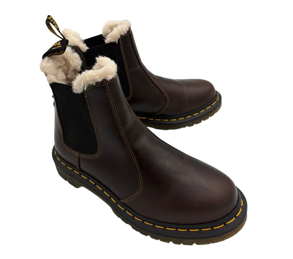 Dr. Martens fur lined chelsea boot Brown Leather, 7.5